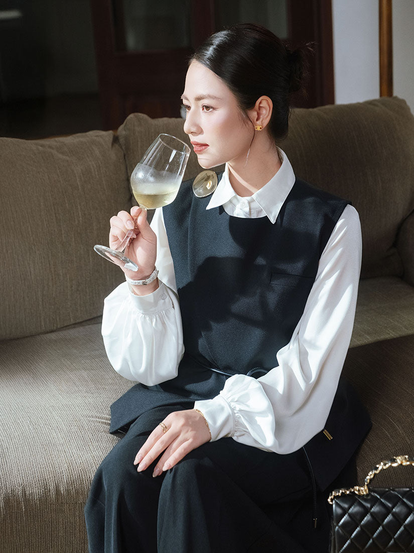 Golden Abstract Badge Wrap Front Waistcoat