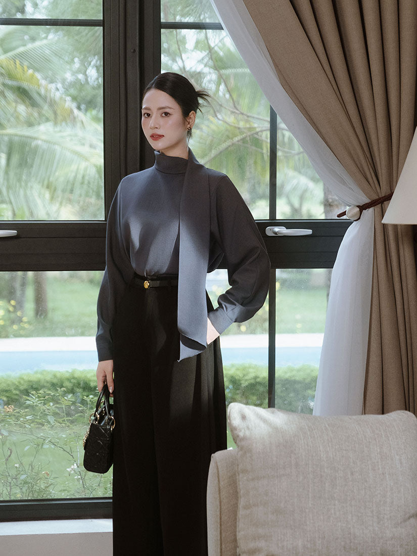 Tie Neck Scarf Shirt