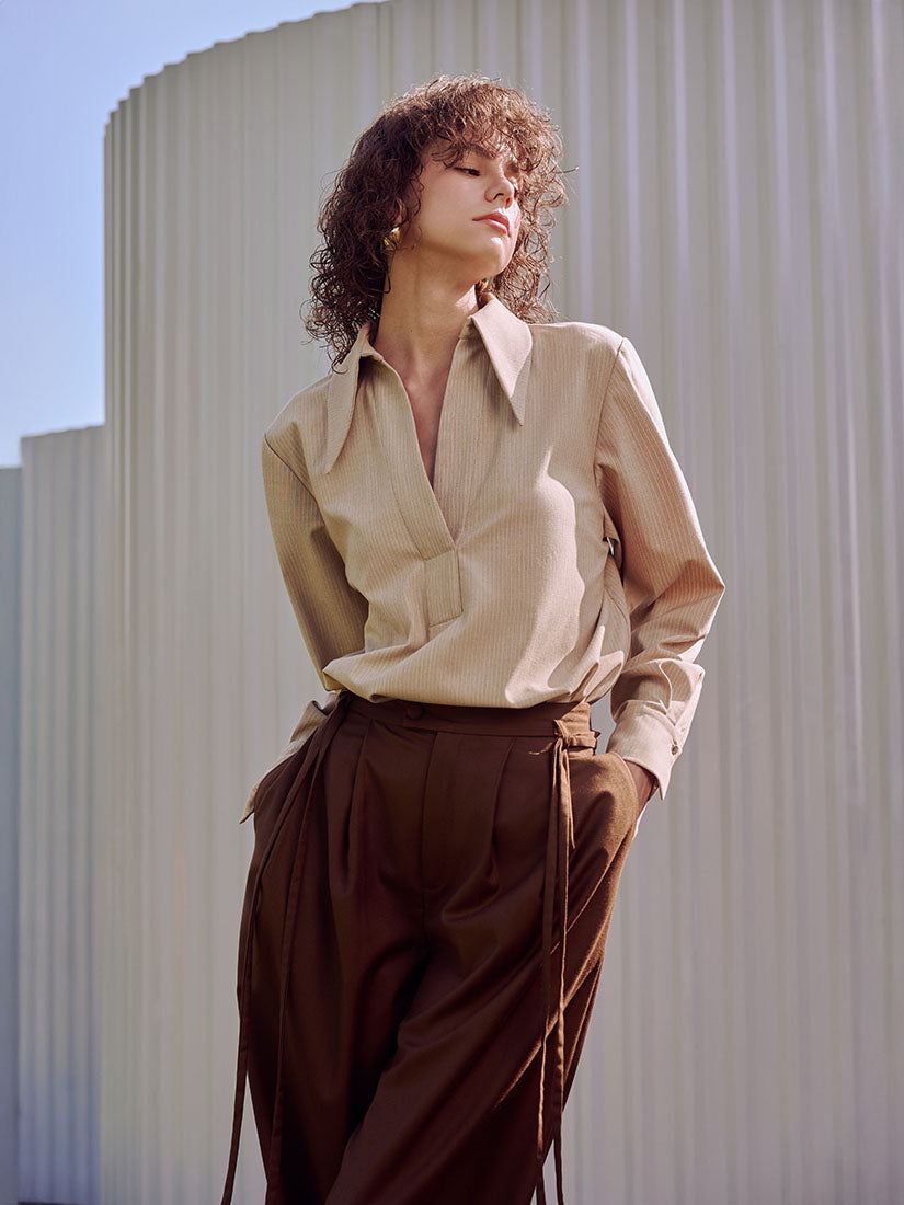 Beige Linear Shirt