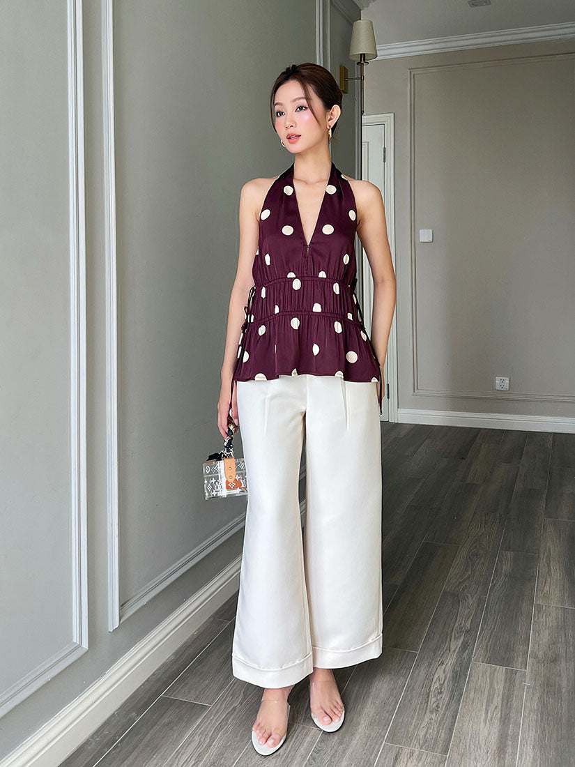 Polka Dot Printed Open Back Halter Top