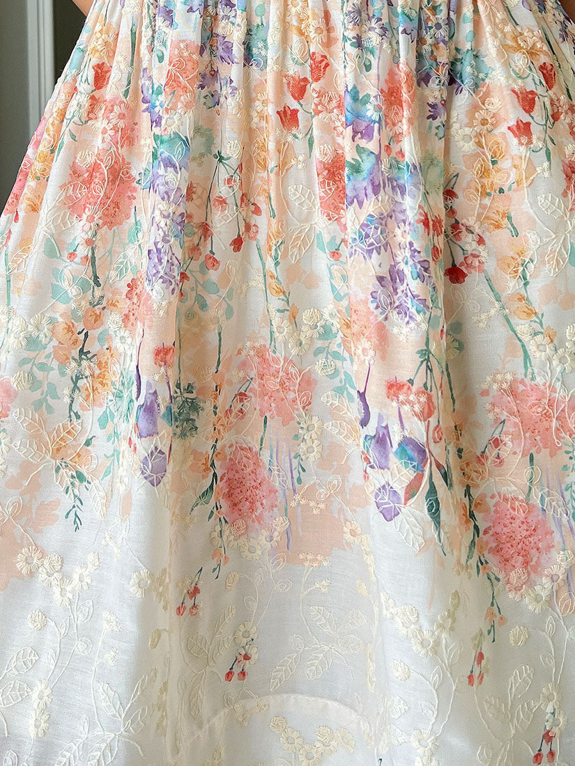 Floral Pleated Detailed Sleeveless Dress