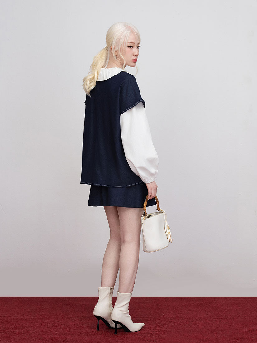 Cross Front Denim Top
