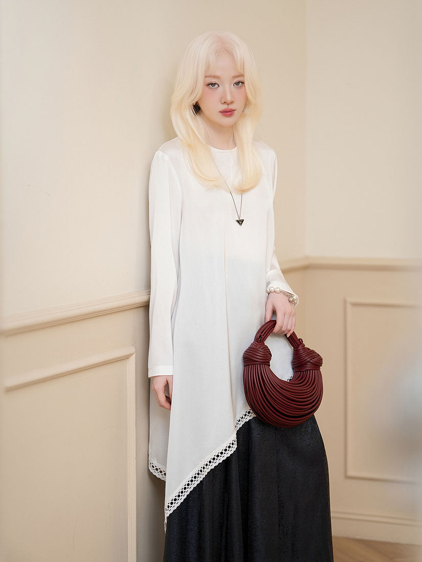Asymmetric Lace Hem Top