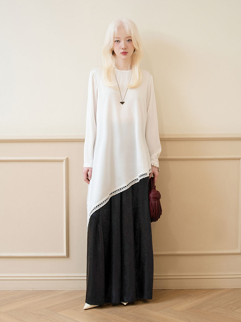 Asymmetric Lace Hem Top
