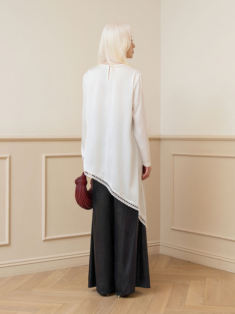 Asymmetric Lace Hem Top
