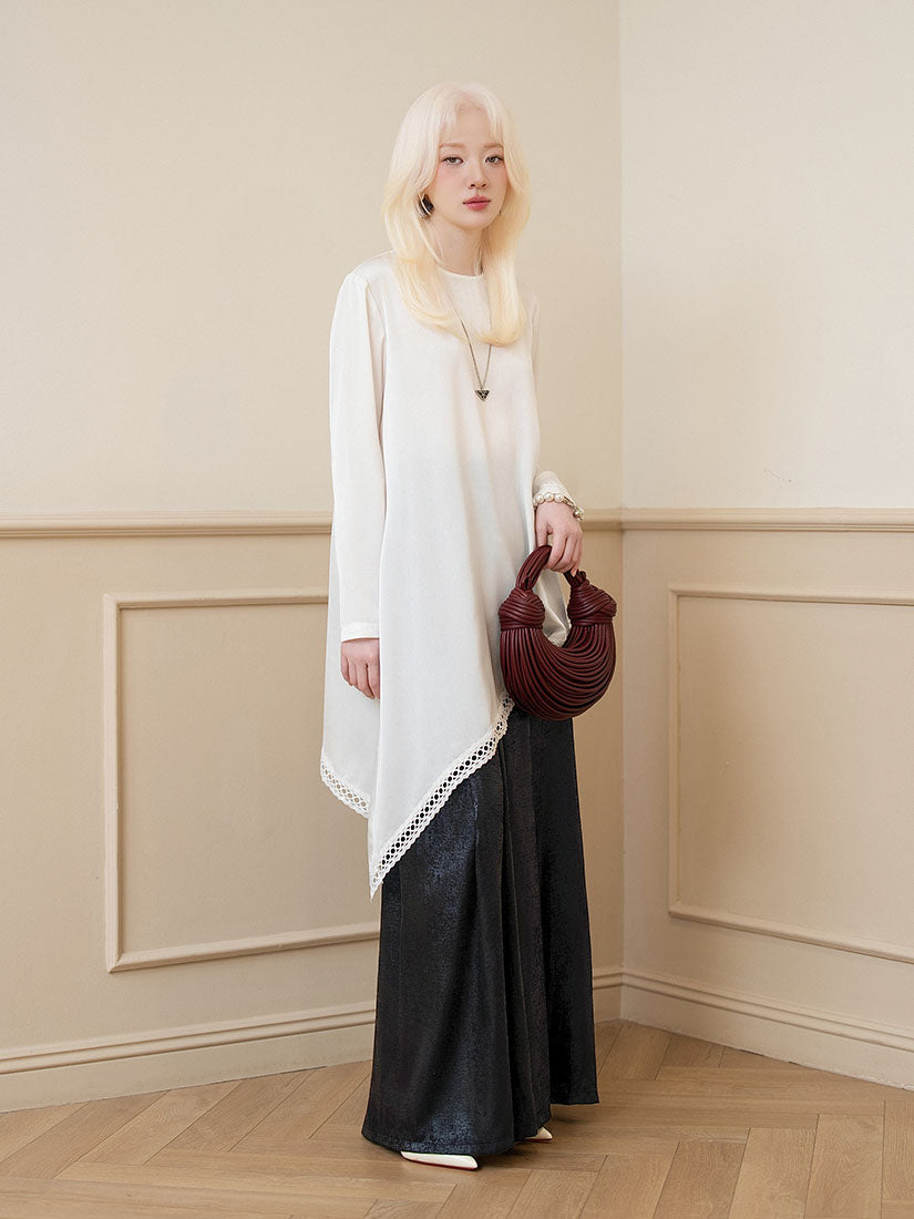 Asymmetric Lace Hem Top