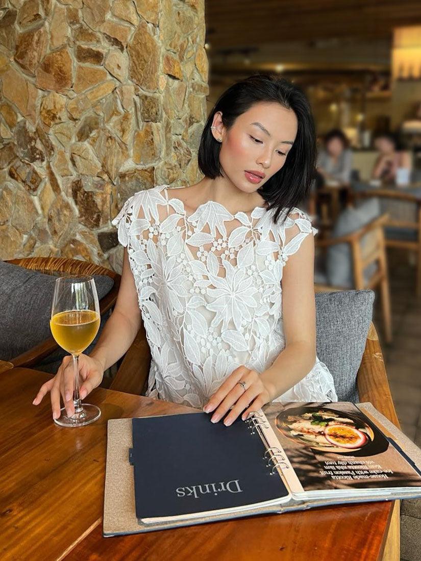 White Lace Sleeveless Top