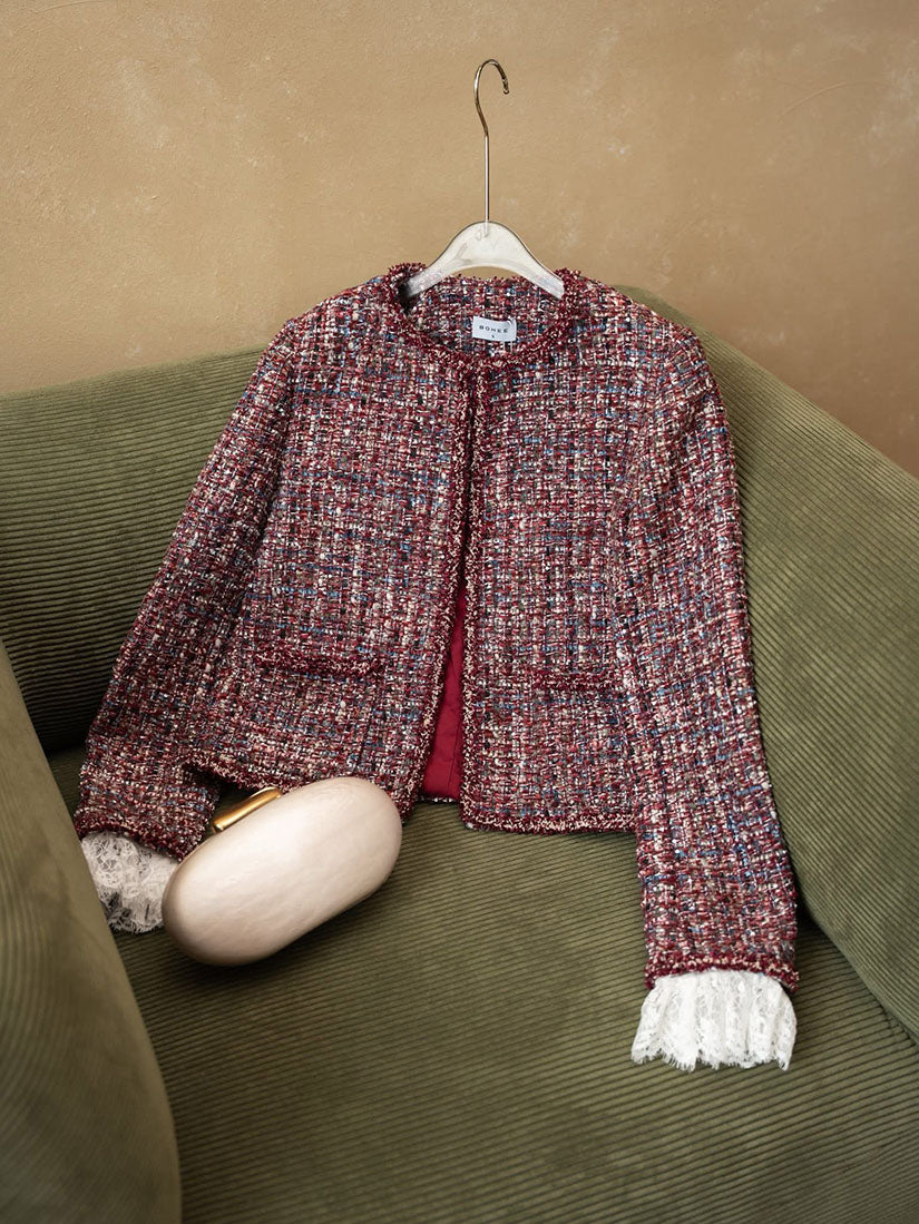 Contrast Trim Tweed Jacket