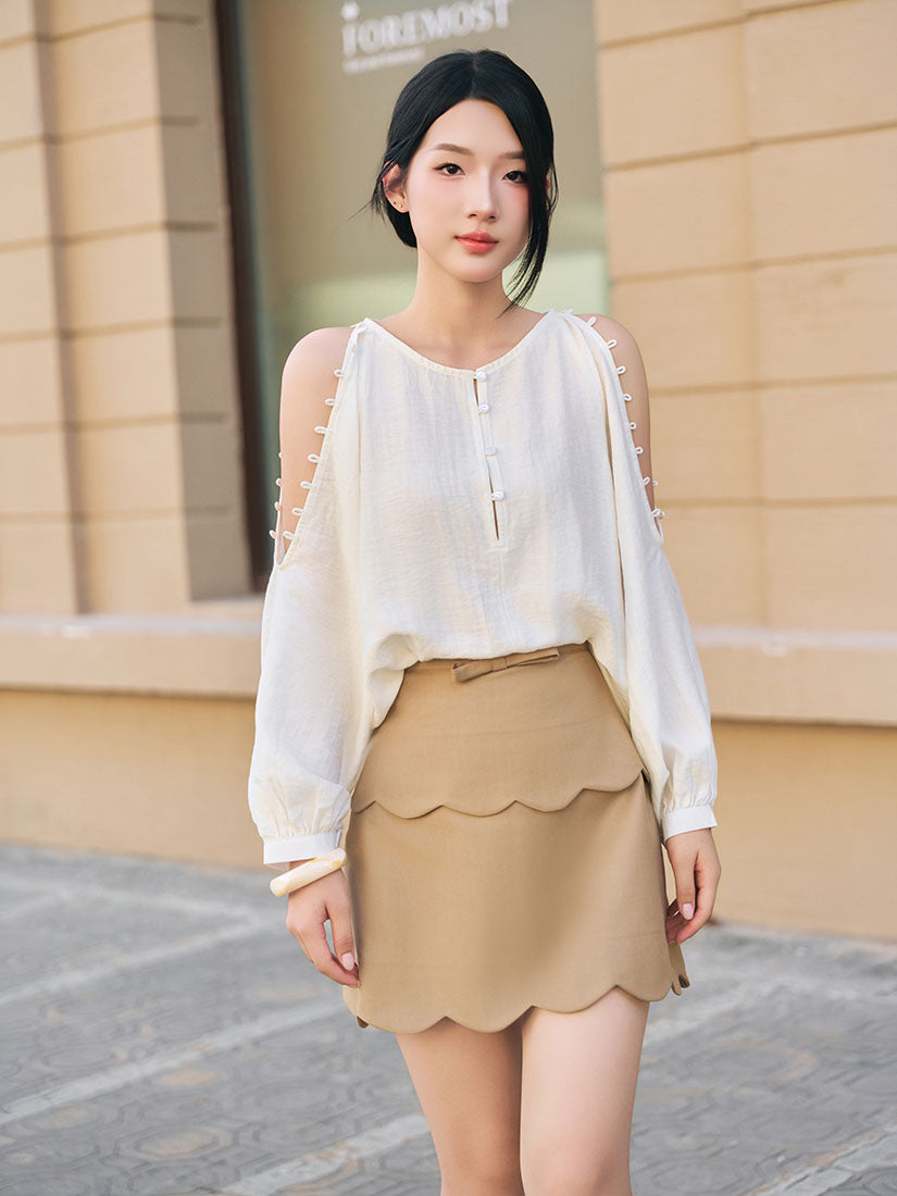 Cold-Shoulder Loop Detailed Blouse