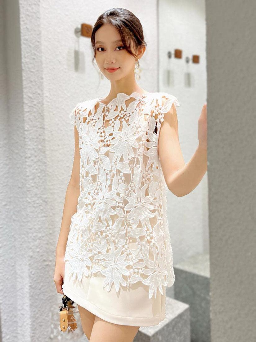 White Lace Sleeveless Top