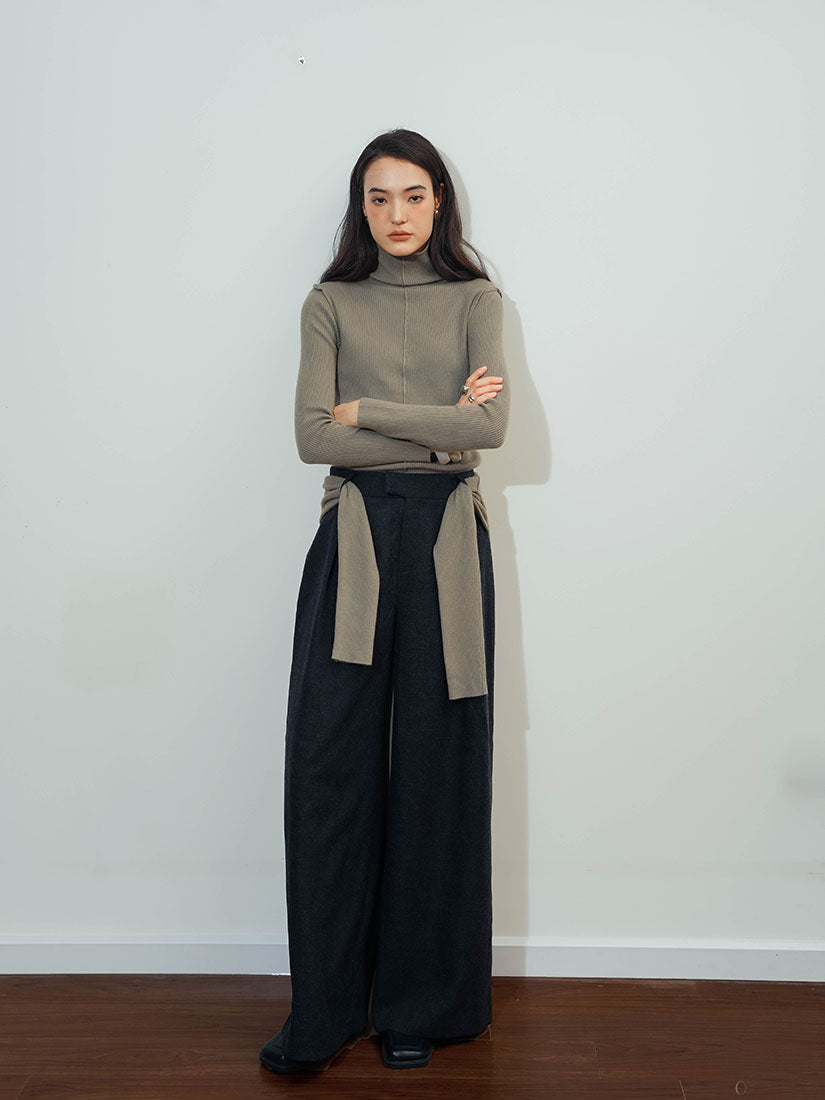Oat Turtleneck Rough Knit Top