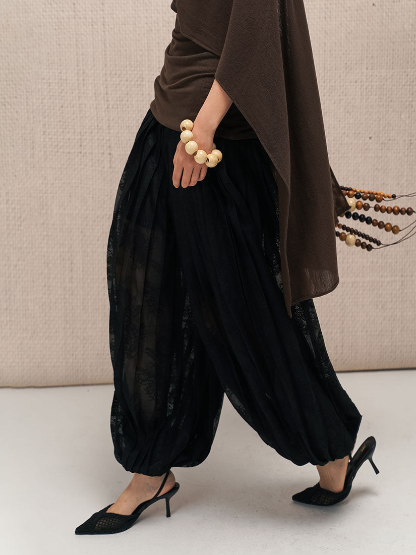 Brown Asymmetrical Scarf Top