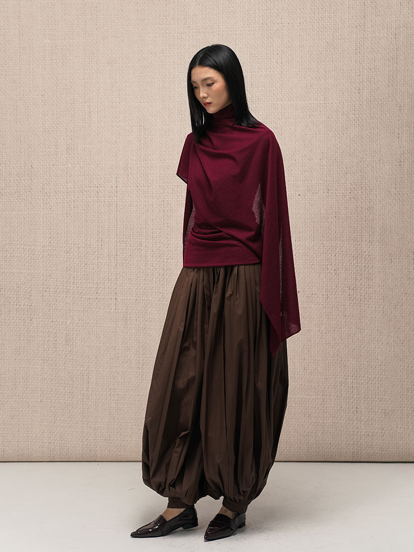 Red Asymmetrical Scarf Top