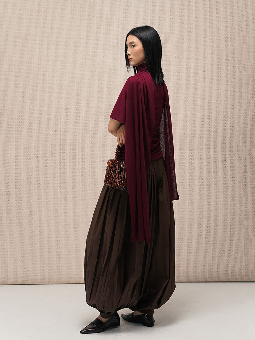 Red Asymmetrical Scarf Top