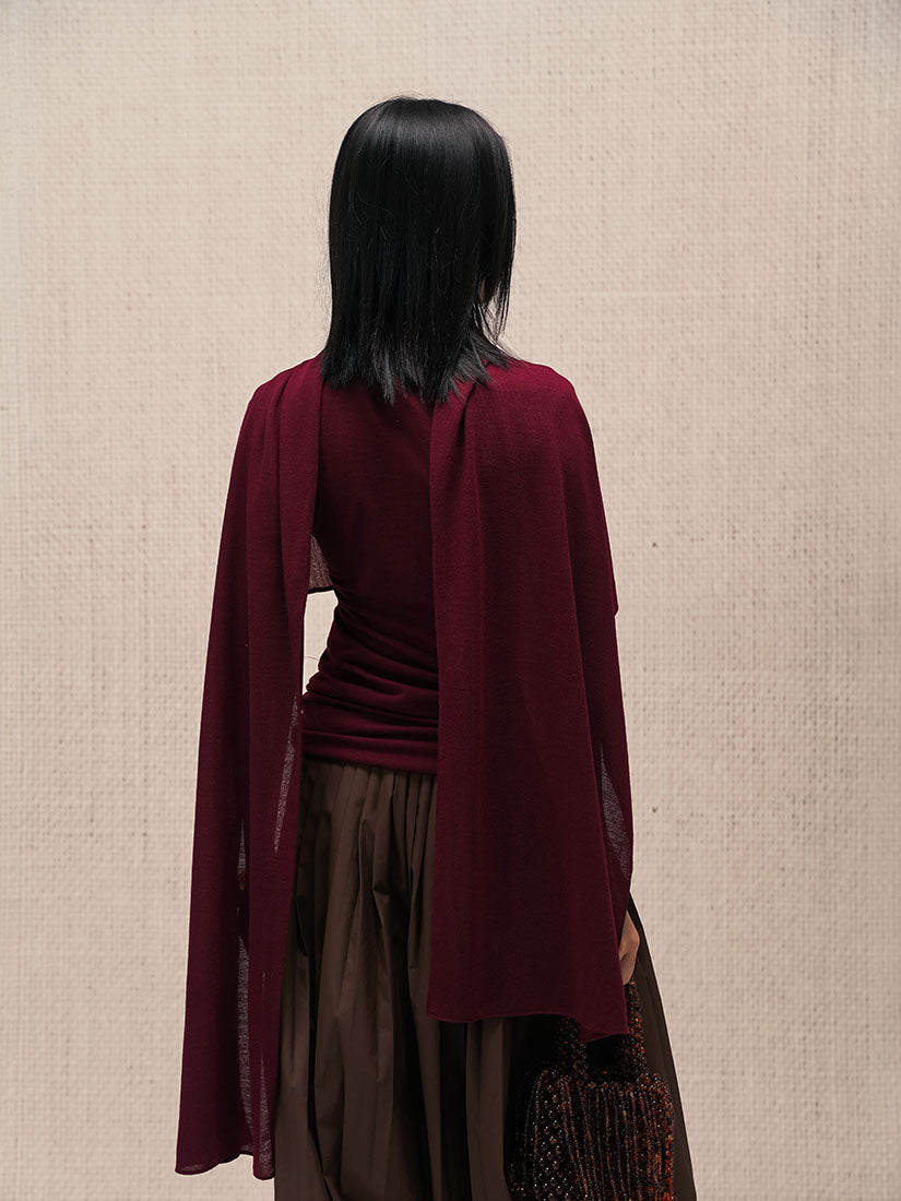Red Asymmetrical Scarf Top
