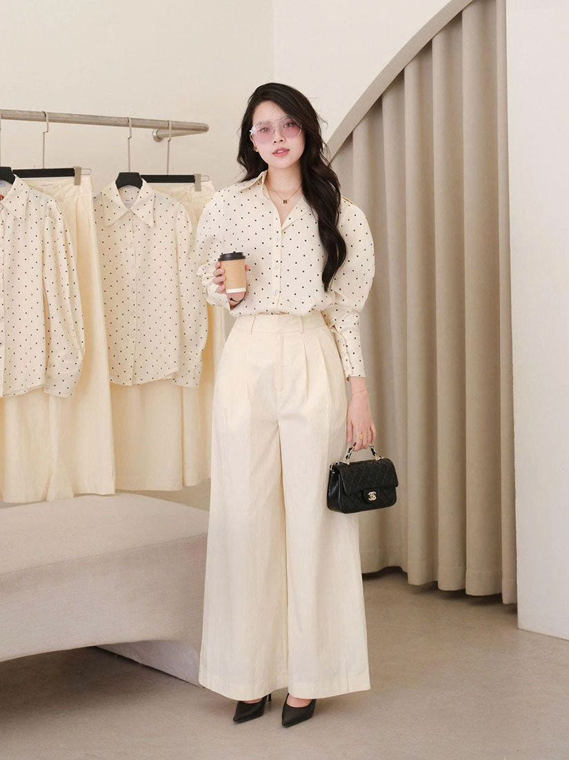 Front Pleated Wide Leg Pants