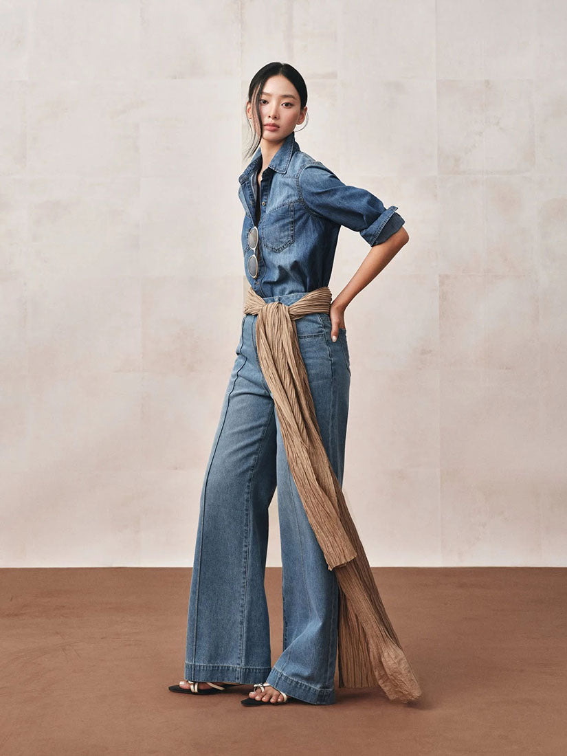 Denim Shirt With Chest Panel