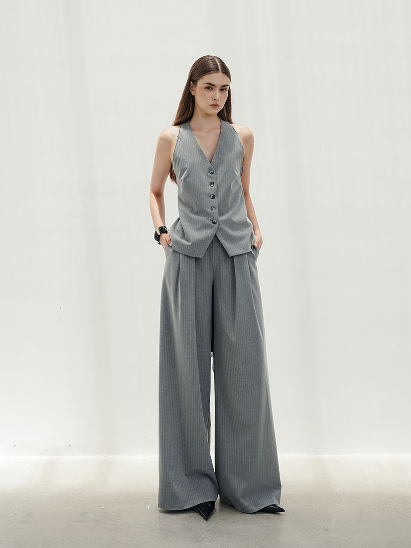 Tail Back Halter Waistcoat - Grey