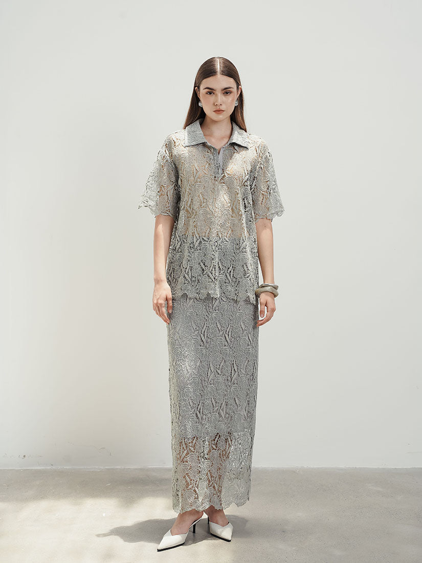 Nalya Midi Skirt - Grey