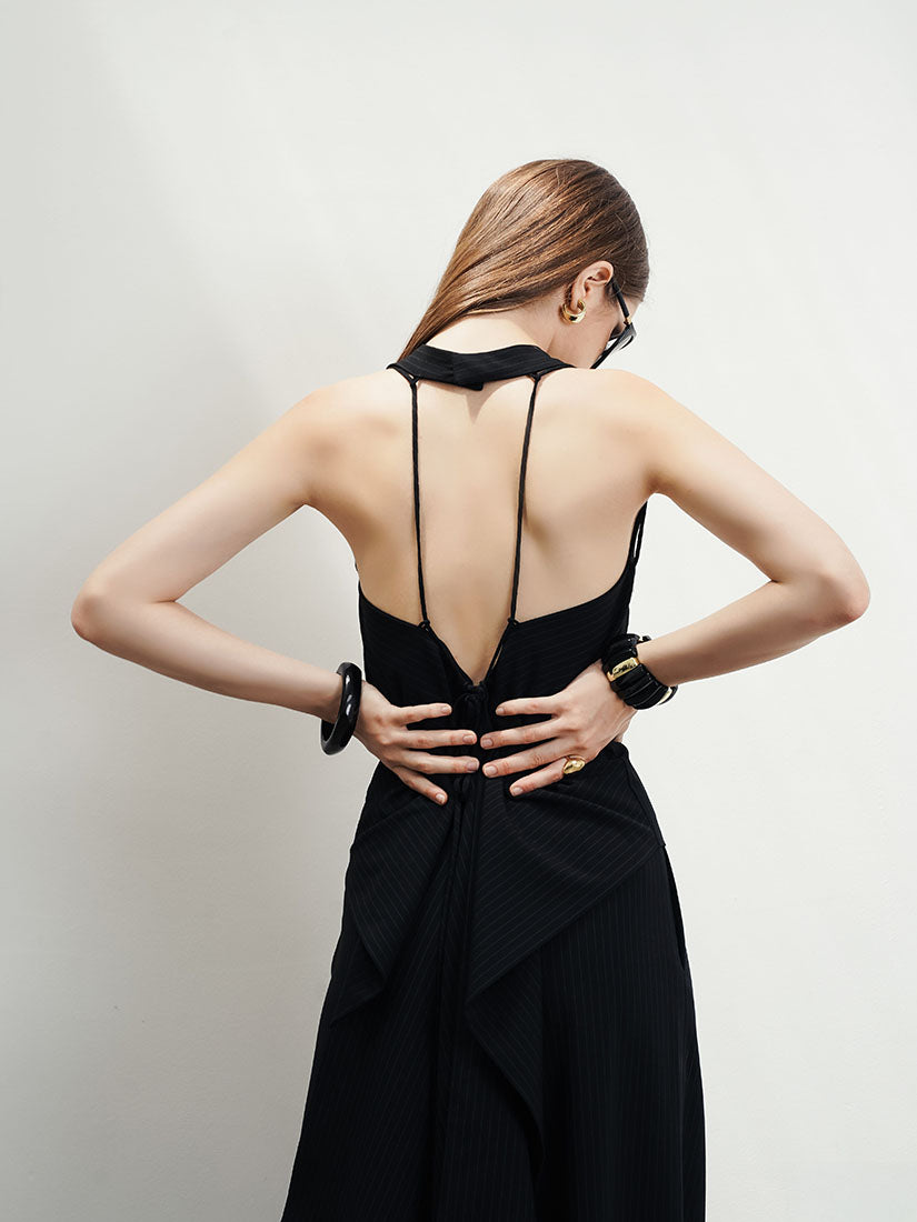 Tail Back Halter Waistcoat - Black
