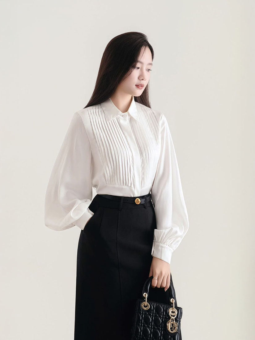 Pin Tuck Front Blouse