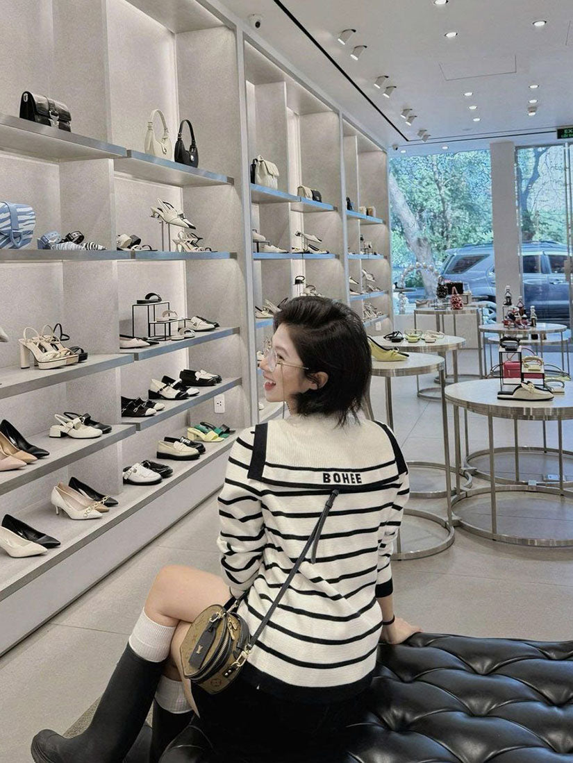 Sailor Collar Striped Sweater