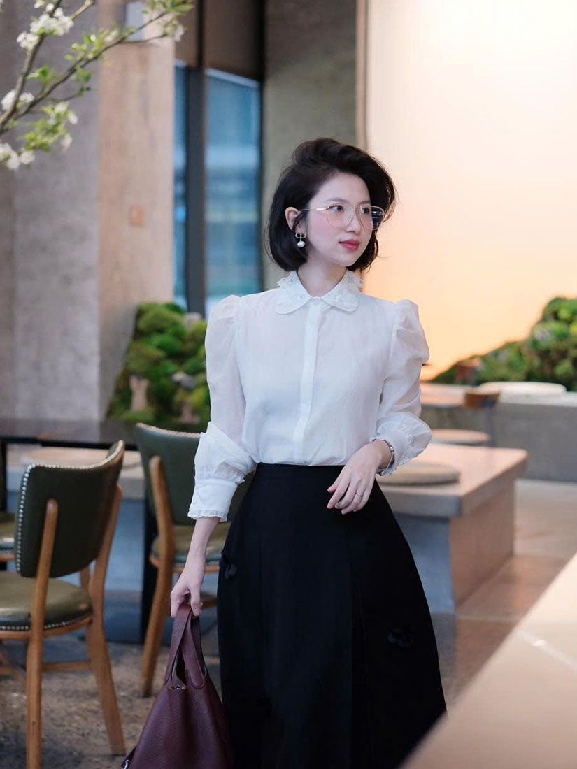 Floral Embellished Collar Blouse