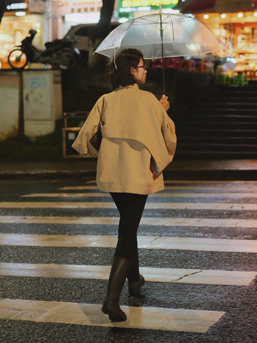 Batwing Sleeve Cape Back Jacket