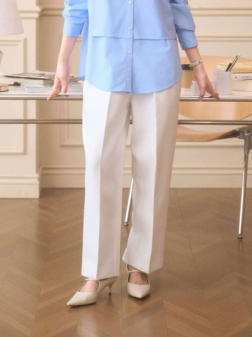 Pleated Baggy Pants - WHITE