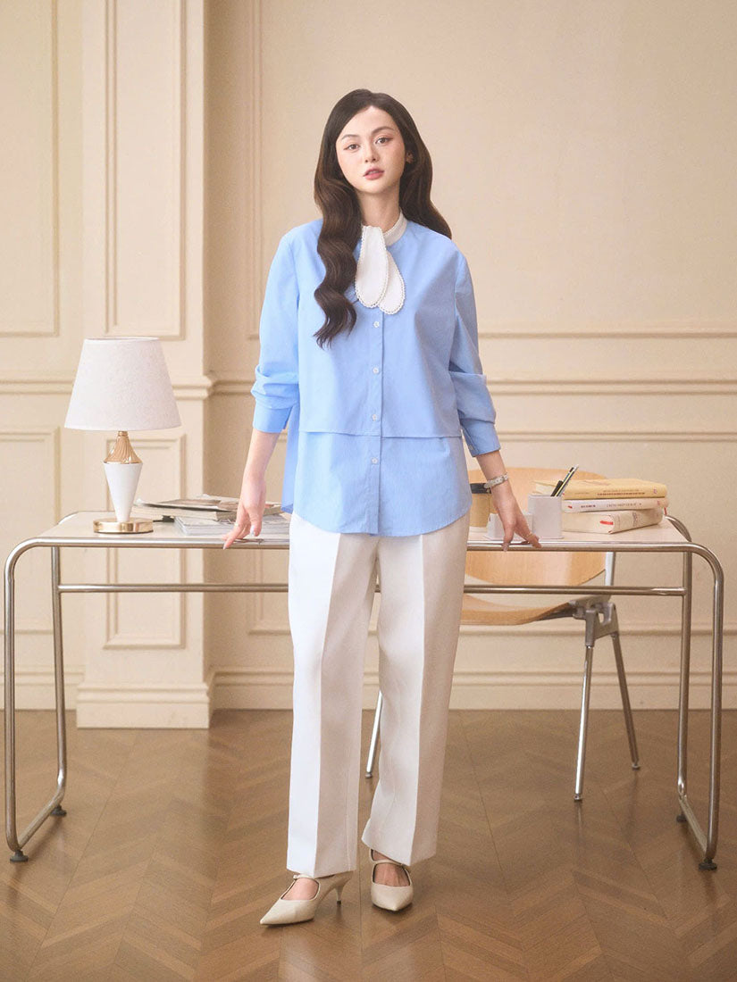 Pleated Baggy Pants - WHITE