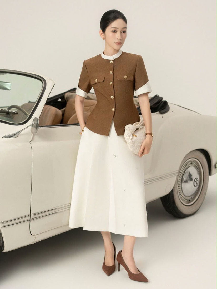Contrast Fold Cuff Shirt