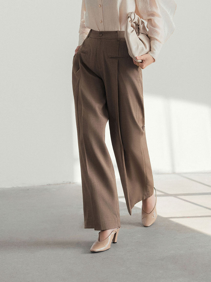 Front Pleated Straight Pants