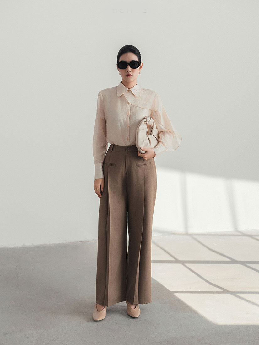 Front Pleated Straight Pants