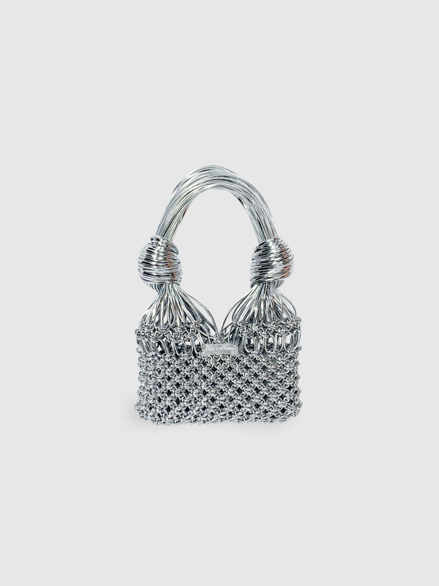 Metallic Knitted Bag - Silver