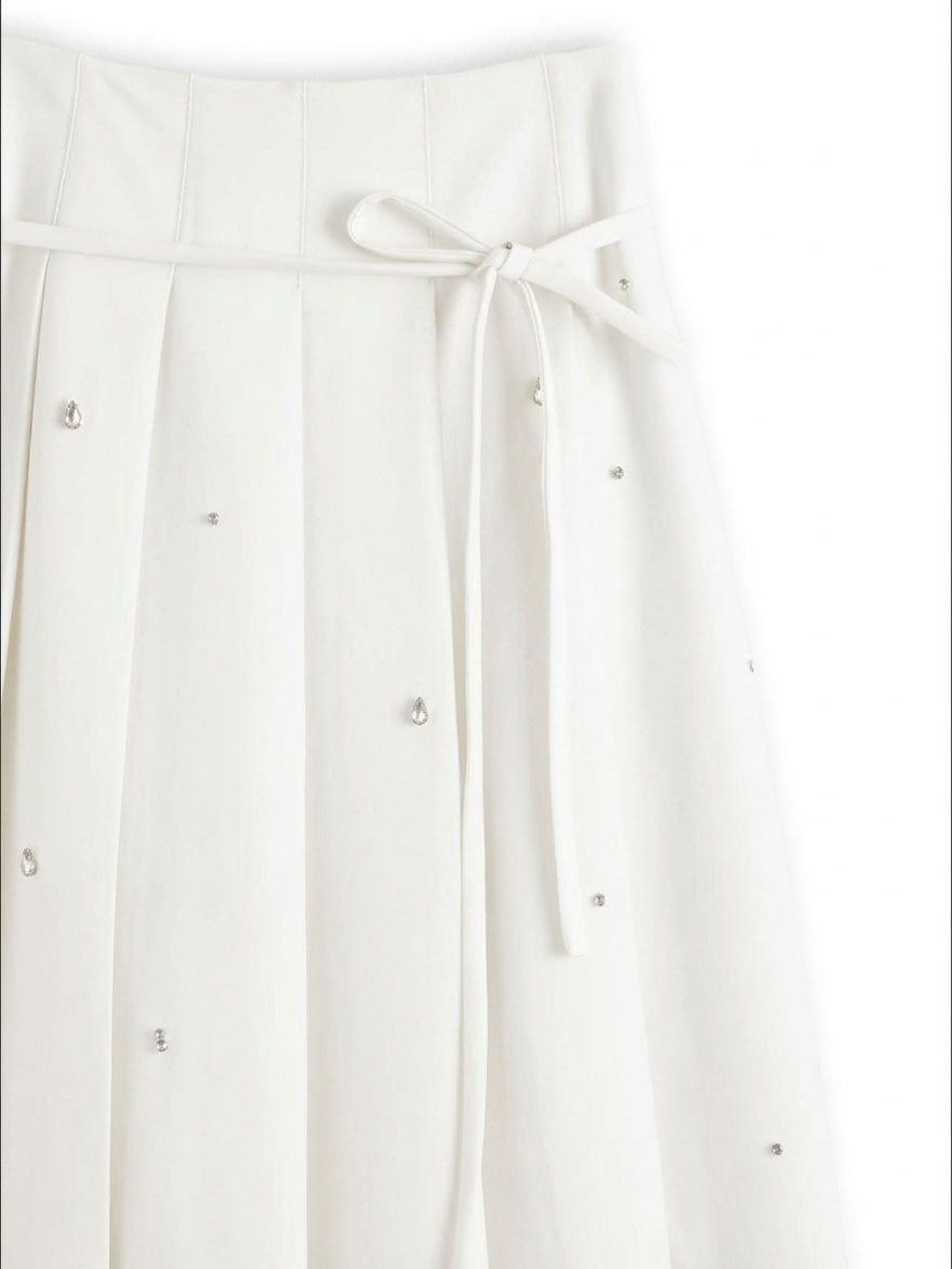 Embellished Pleated skirt - White