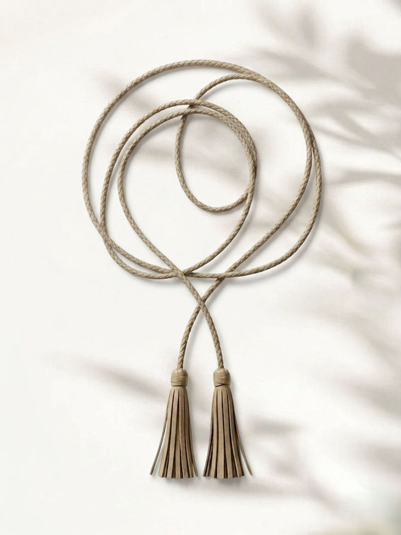 Tassels Braided Faux Leather Belt