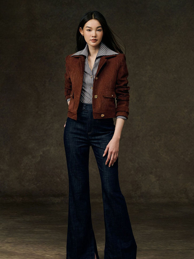Gold Button Patch Pocket Jacket