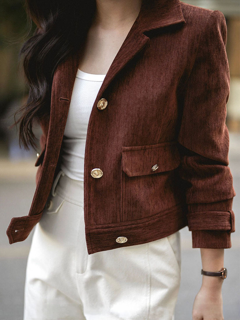 Gold Button Patch Pocket Jacket