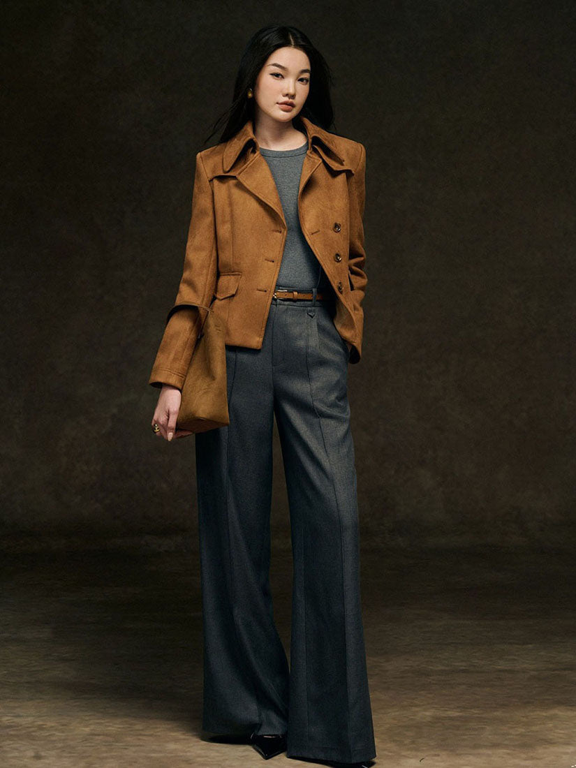 Cropped Suede Collar Jacket