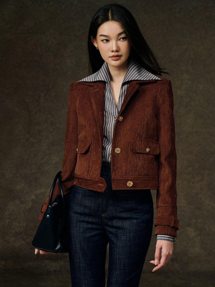 Gold Button Patch Pocket Jacket