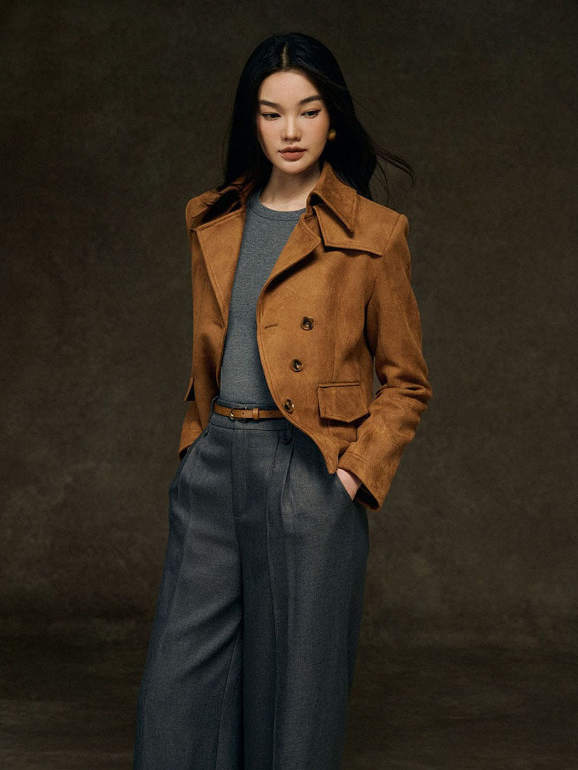 Cropped Suede Collar Jacket