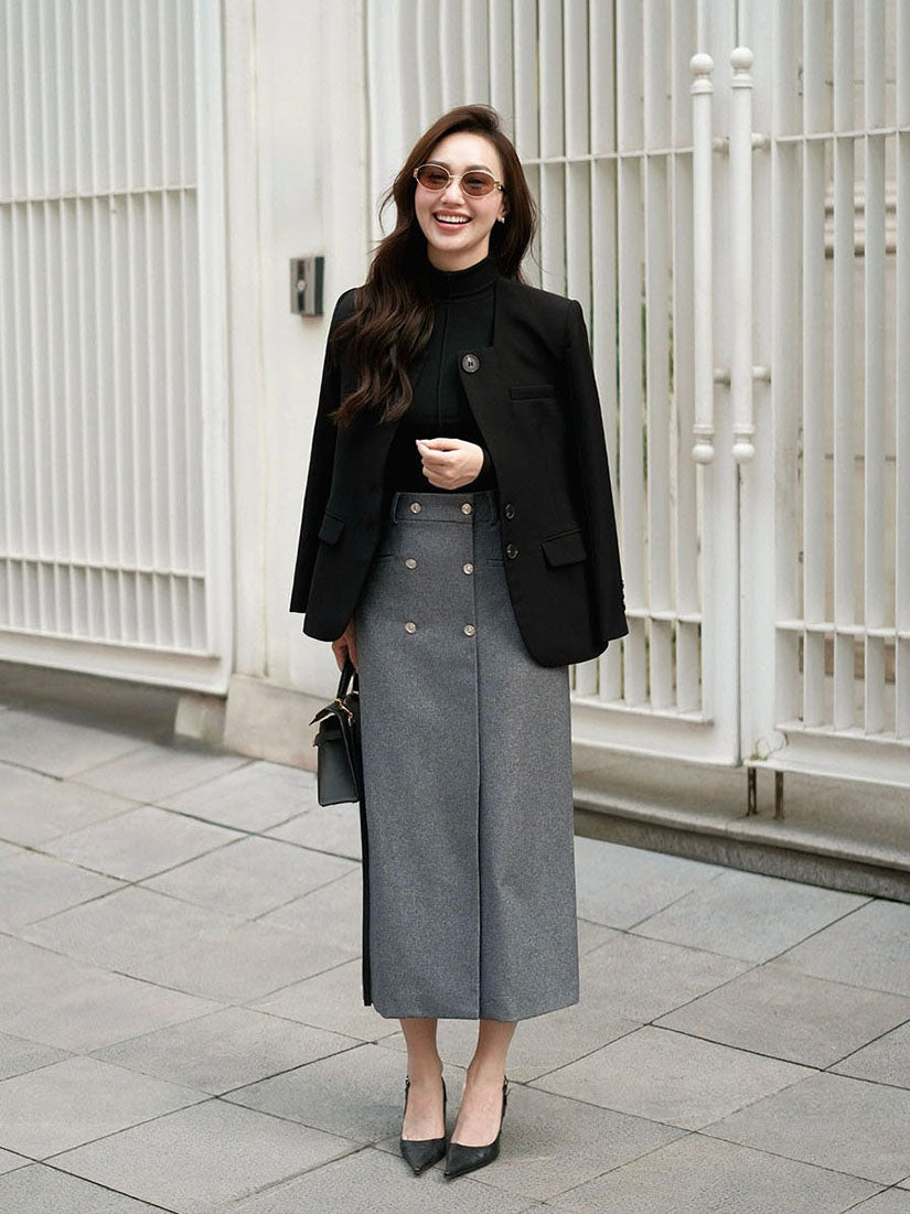 Black Square U-Neck Blazer