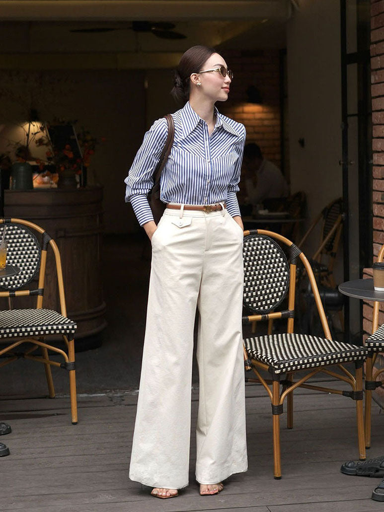 Flap Pocket Wide-Leg Trousers