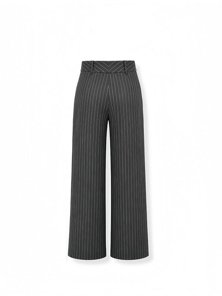 Pinstripe Wide-Leg Trousers