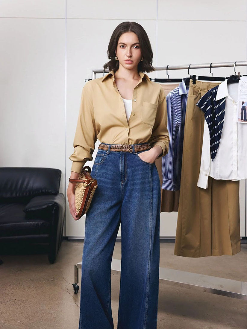 Basic Oversized Shirt - Beige