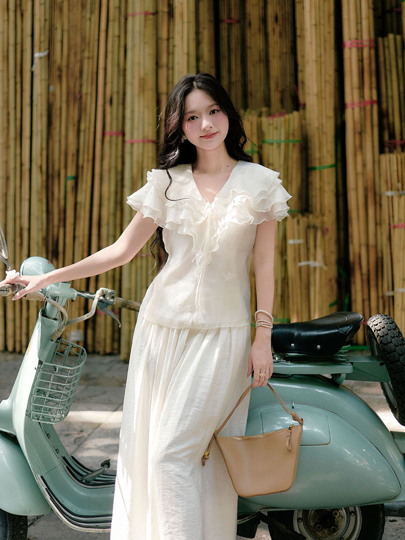 Ruffle Layered Collar Sleeveless Top