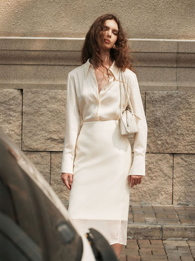 Creamy White Caroline Pencil Skirt