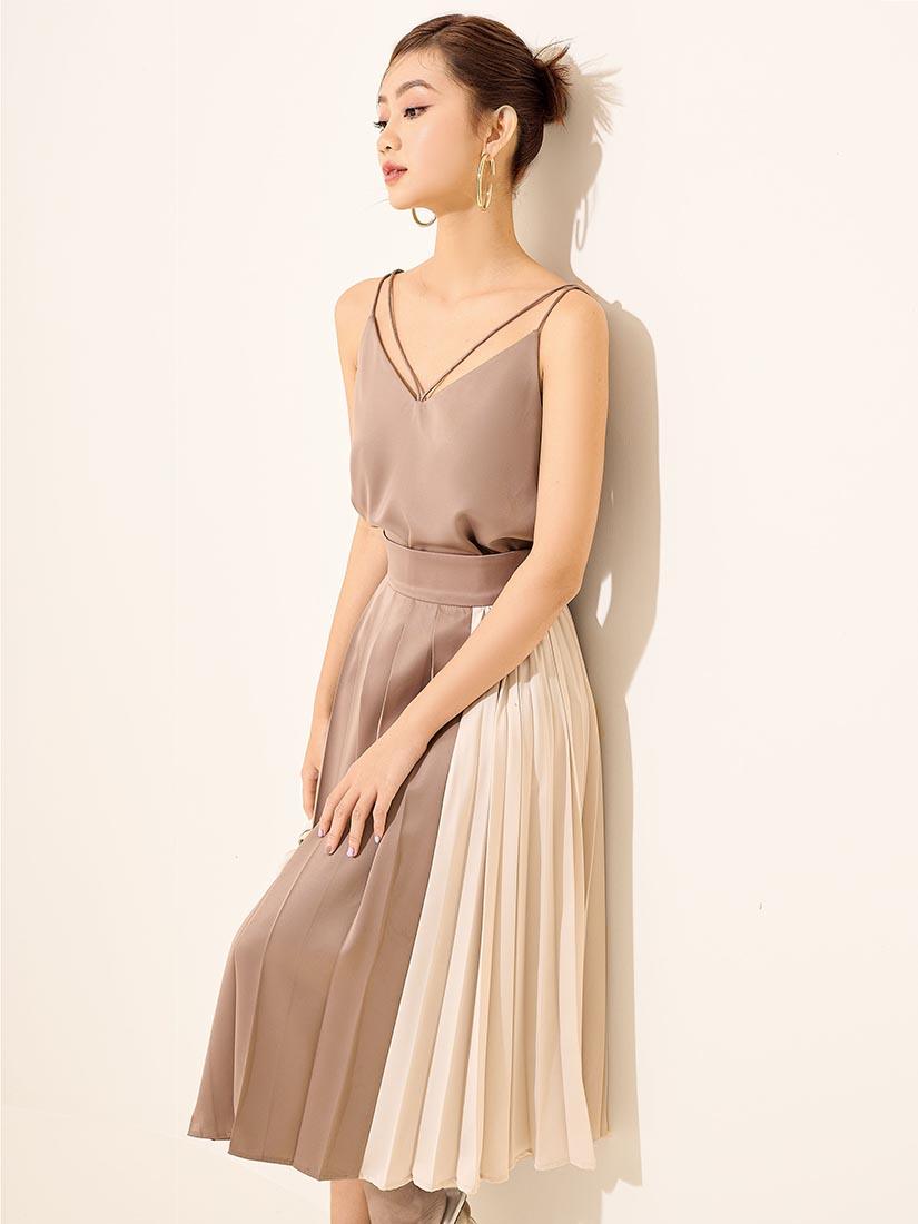 Two Tone Pleated Skirt - :BE/NOTABLE/