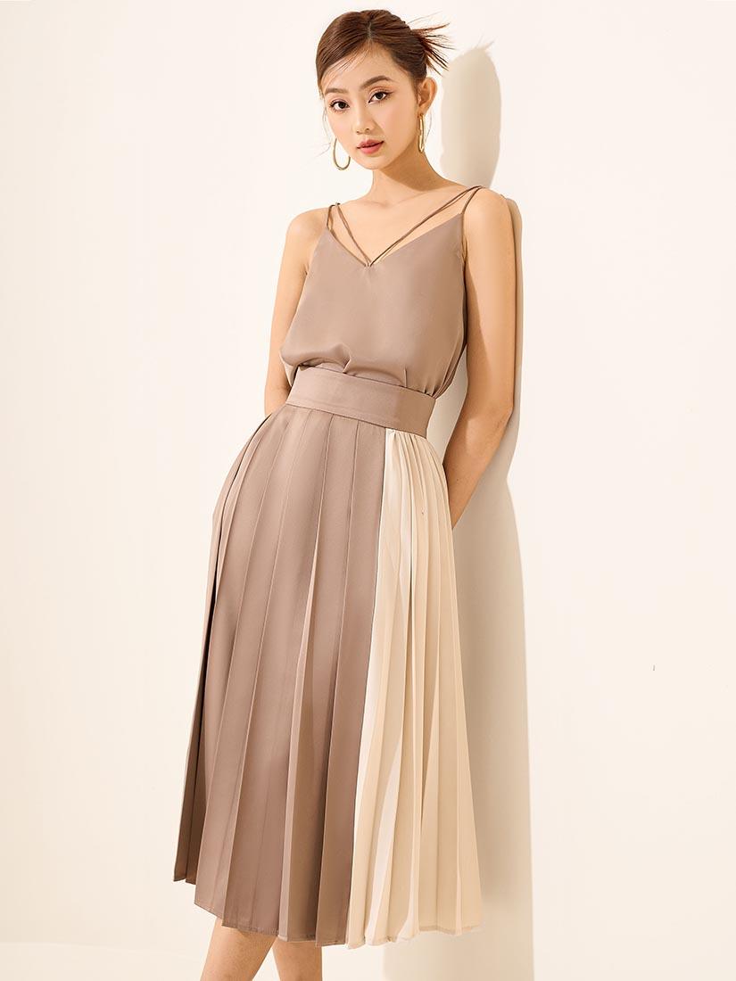 Two Tone Pleated Skirt (Defect Sale) - :BE/NOTABLE/