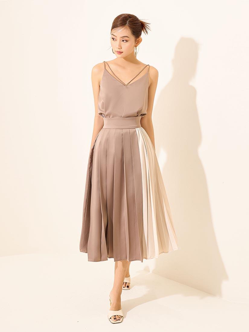 Two Tone Pleated Skirt (Defect Sale) - :BE/NOTABLE/